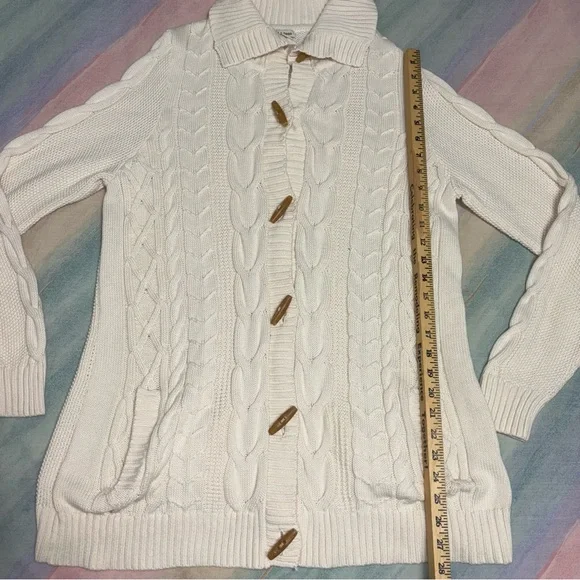 LL Bean Women's Cable Knit Toggle Cardigan size XL - Picture 6 of 6